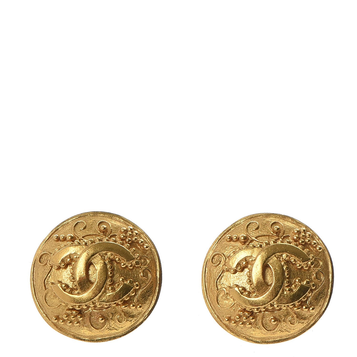 Chanel CC Button Clip On Earrings Gold 1 of 4