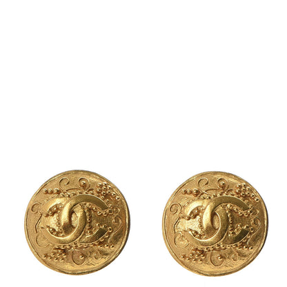 Chanel CC Button Clip On Earrings Gold 1 of 4