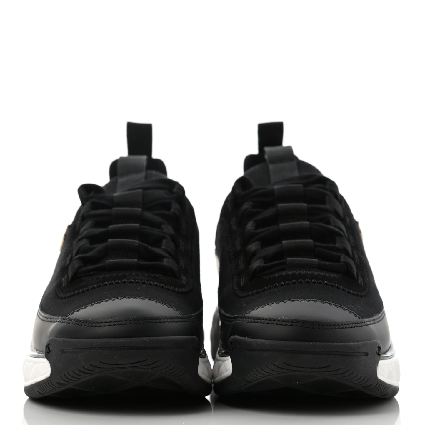 Velvet Calfskin Mixed Fibers CC Sneakers 37 Black