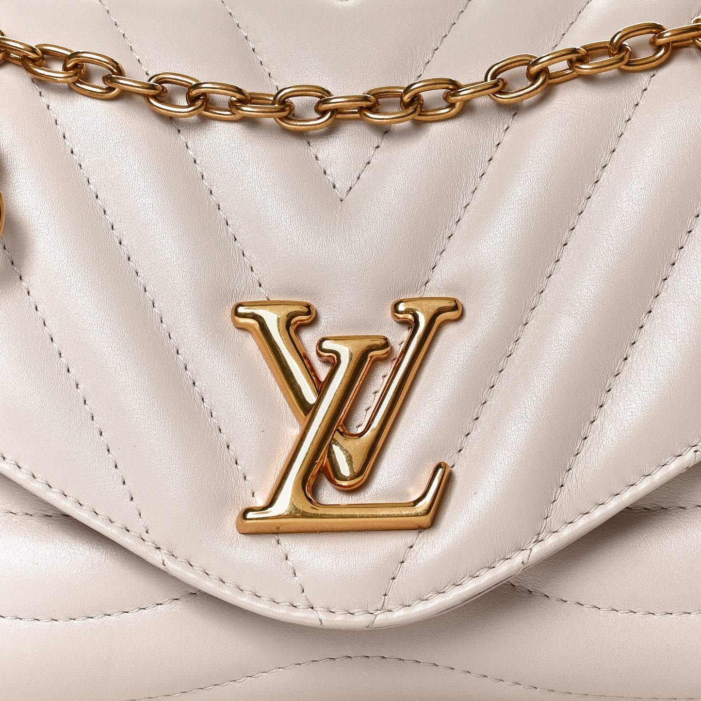 Calfskin LV New Wave Chain Bag Ivory