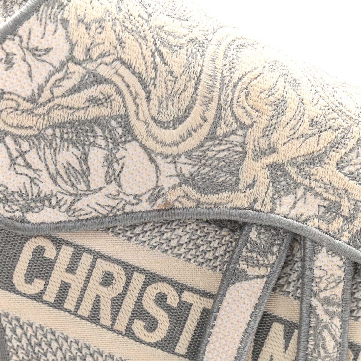 Christian Dior Canvas Embroidered Toile de Jouy Saddle Bag Gray 11 of 13