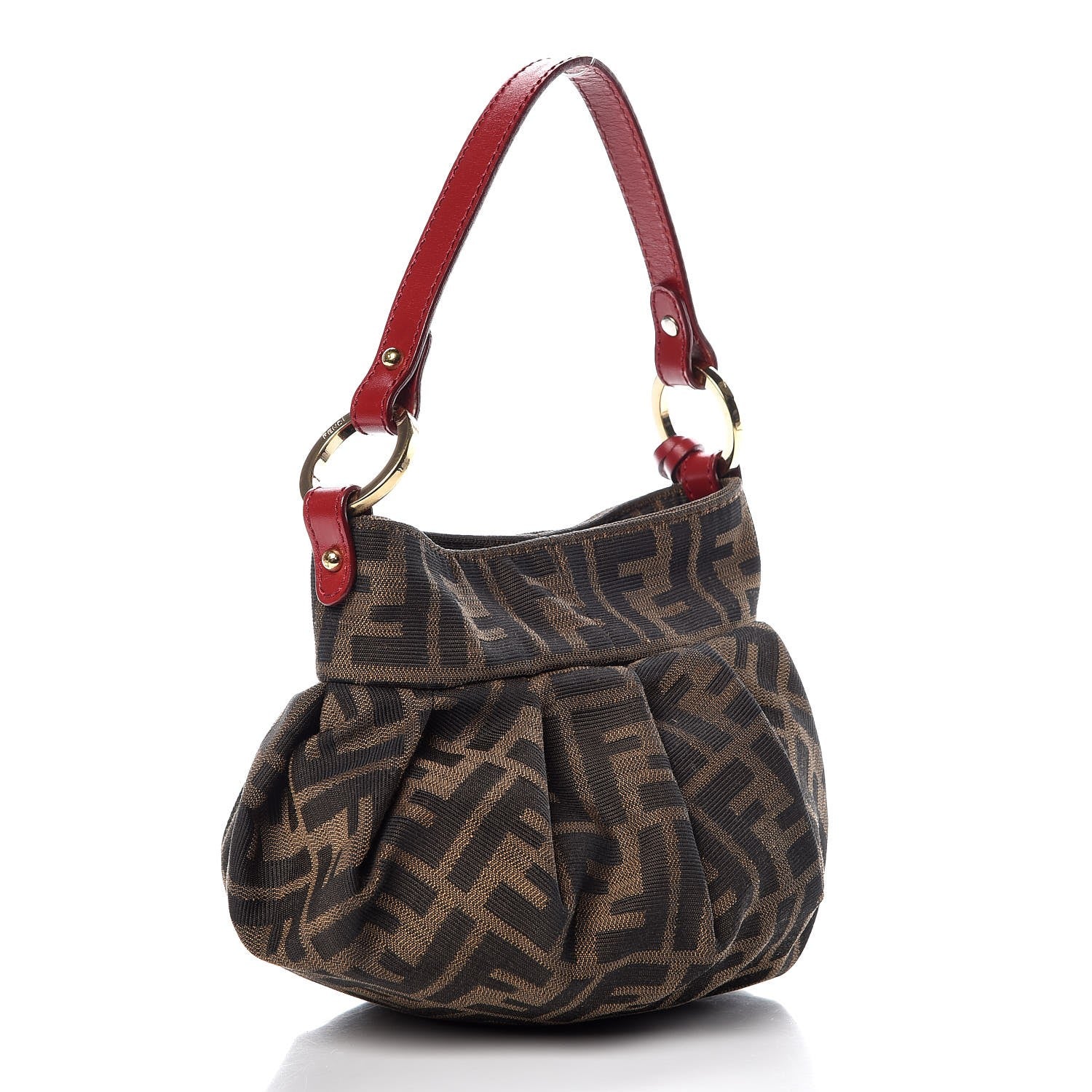 Fendi Zucca Cuoio Lucido Mini Chef Hobo Tobacco Rosso Scuro 3 of 7