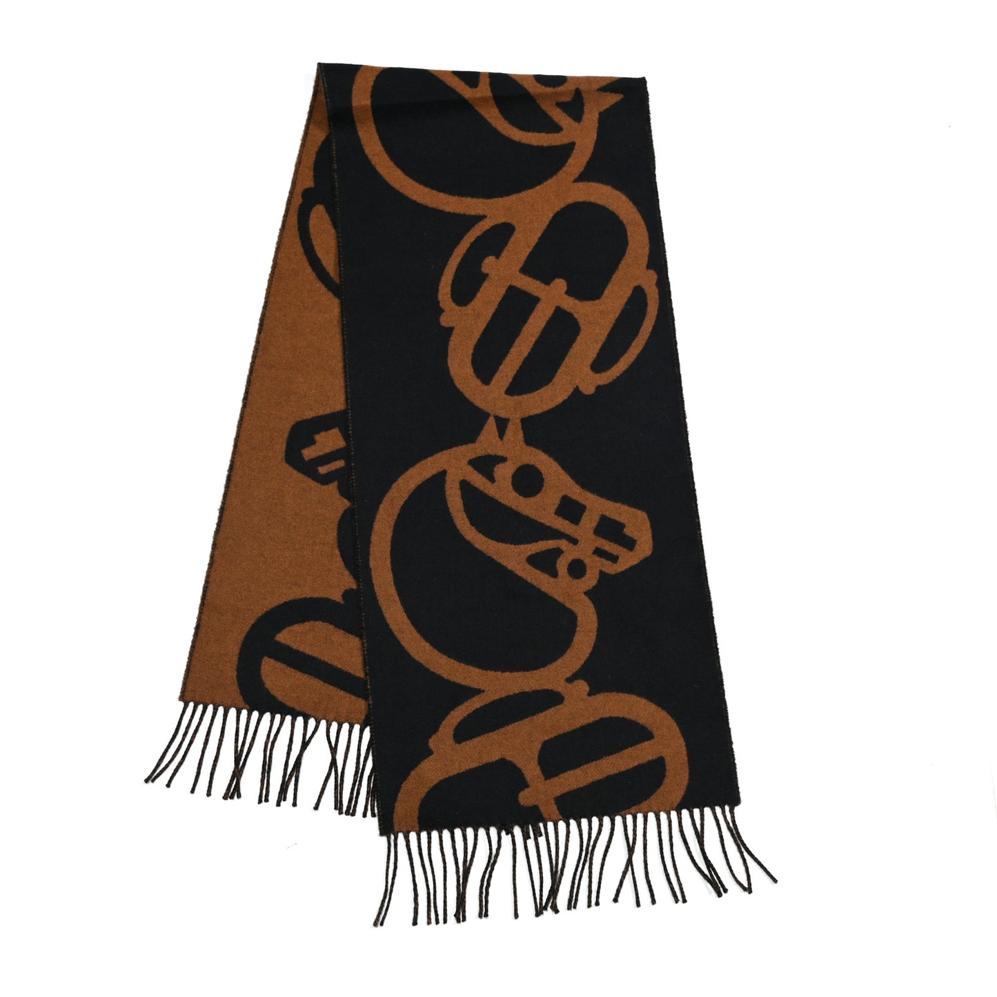 Cashmere Boucles et Camails Muffler Marine Caramel