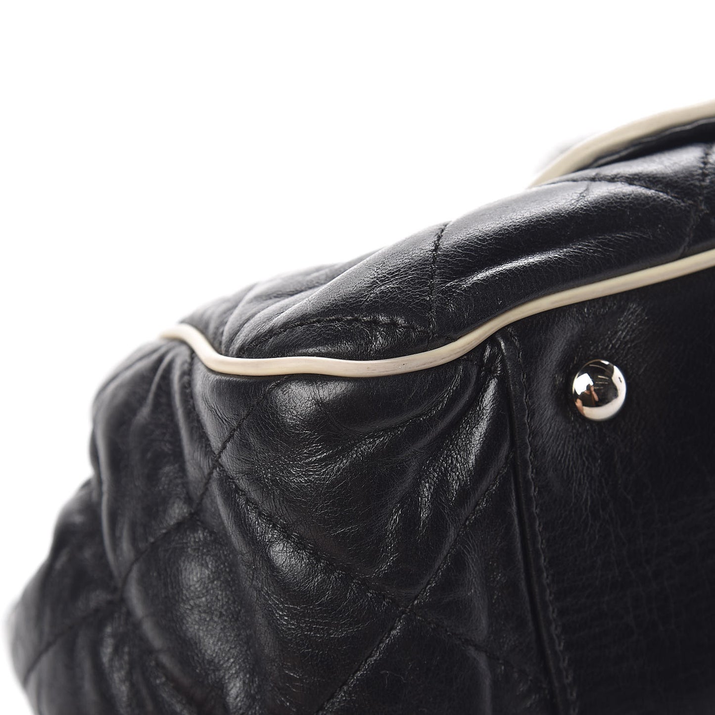 Lambskin Quilted East West Accordion Flap Black