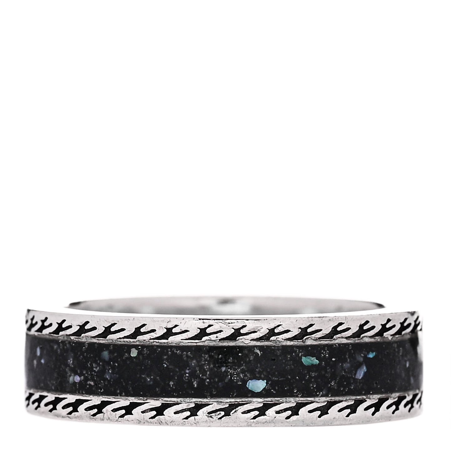 Sterling Silver Enamel Interlocking G Band Ring 58 8.25