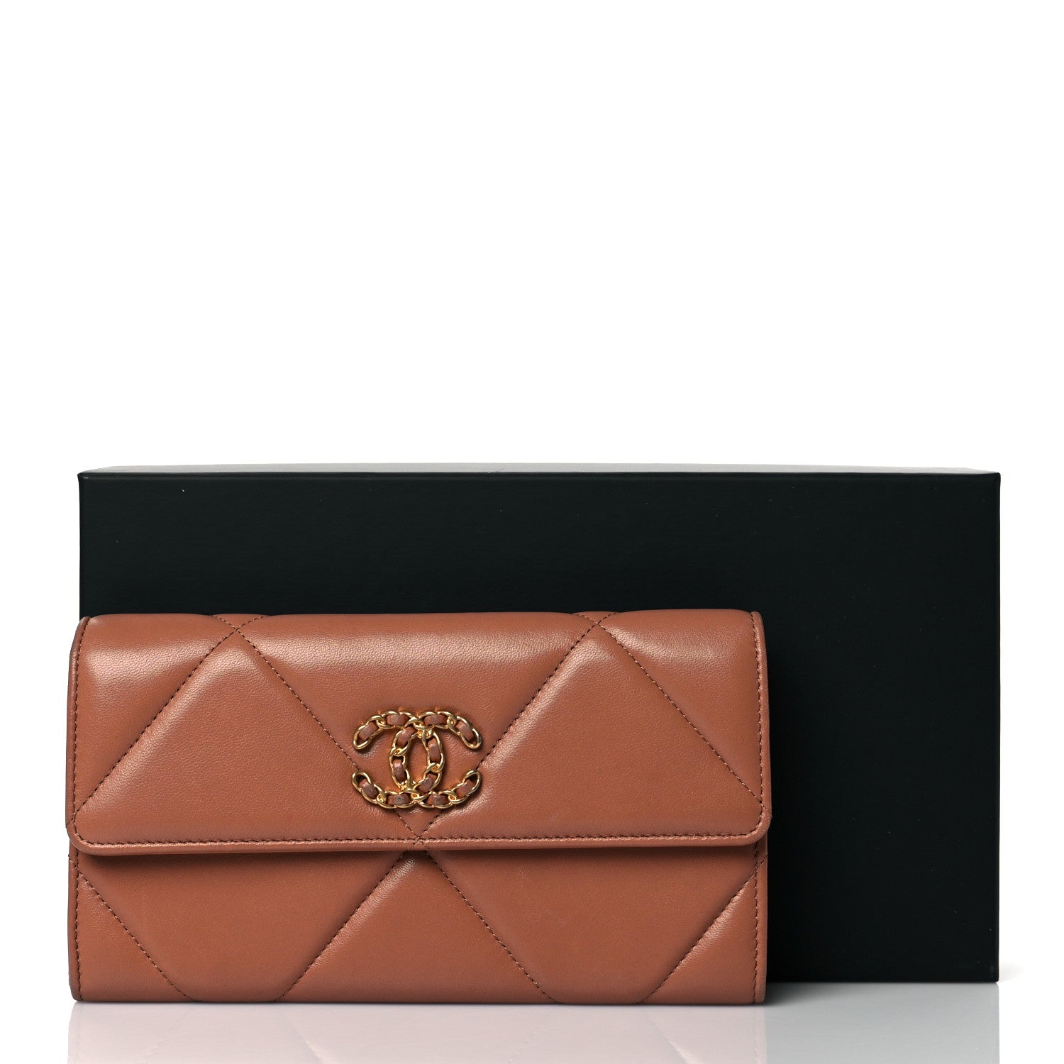 Chanel Lambskin Quilted Chanel 19 Flap Wallet Brown 10 of 10