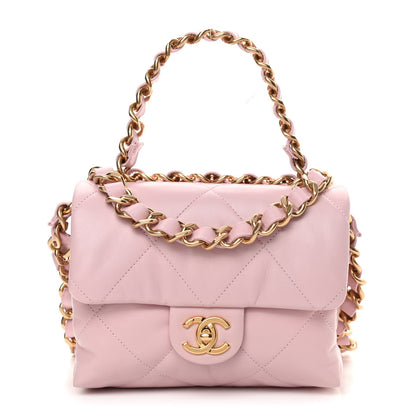 Chanel Lambskin Quilted Small Chain Top Handle Flap Rose Clair 1 of 12