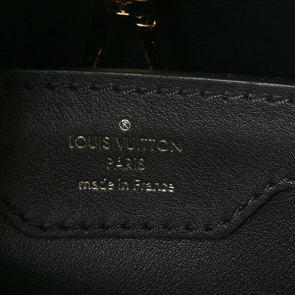 Louis Vuitton Raffia Calfskin Capucines MM Black Ecru 6 of 11