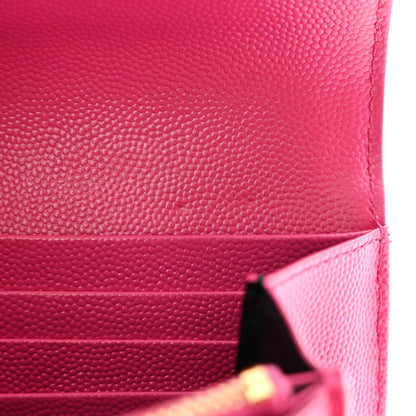 Saint Laurent Grain De Poudre Matelasse Chevron Monogram Flap Wallet Fuxia 10 of 11
