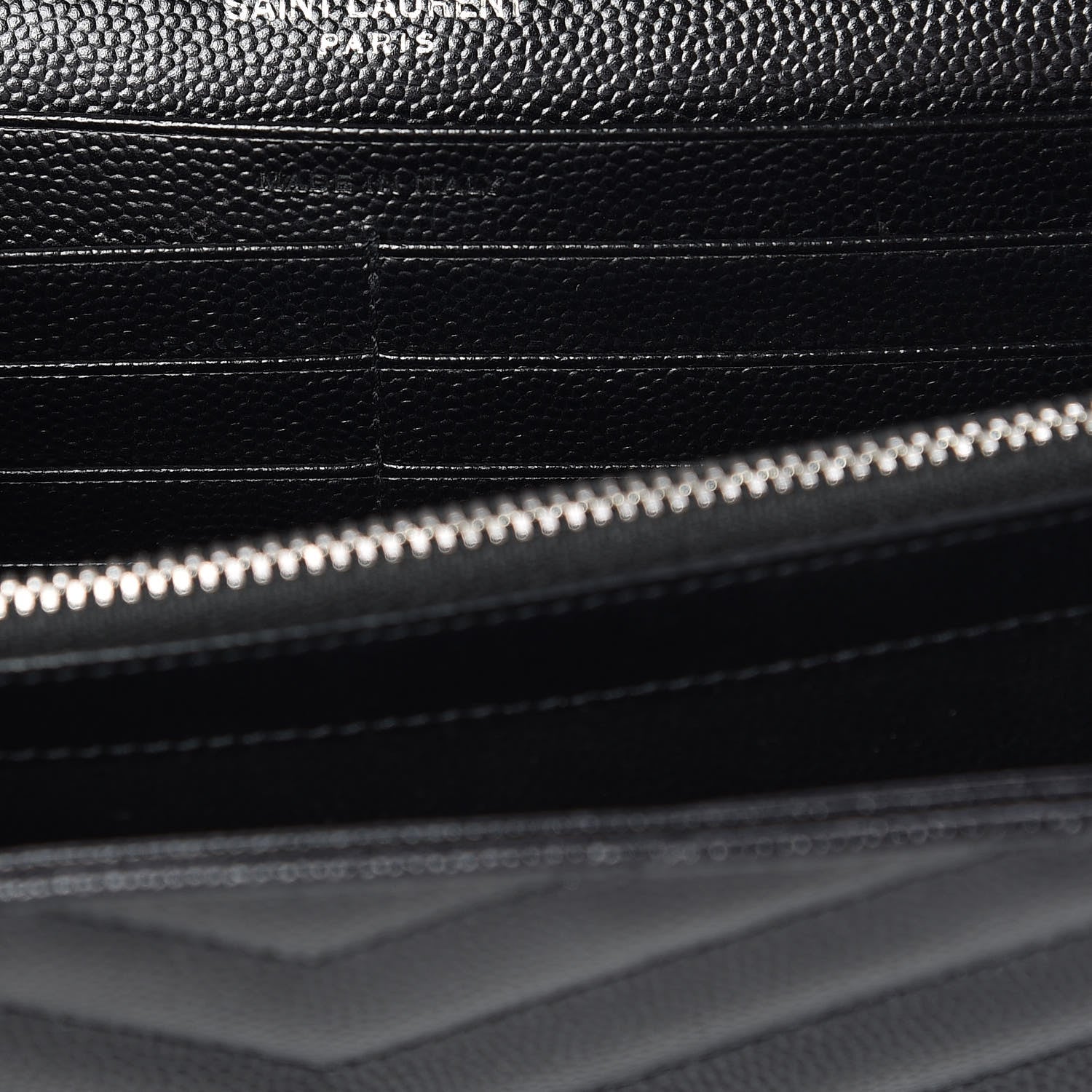 Saint Laurent Grain De Poudre Matelasse Chevron Monogram Chain Wallet Black 7 of 9