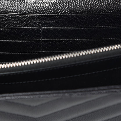 Saint Laurent Grain De Poudre Matelasse Chevron Monogram Chain Wallet Black 7 of 9