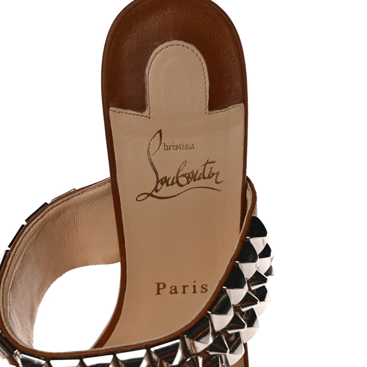 Calfskin Studded Tina Goes Mad 55 Slide Sandals 40 Cuoio