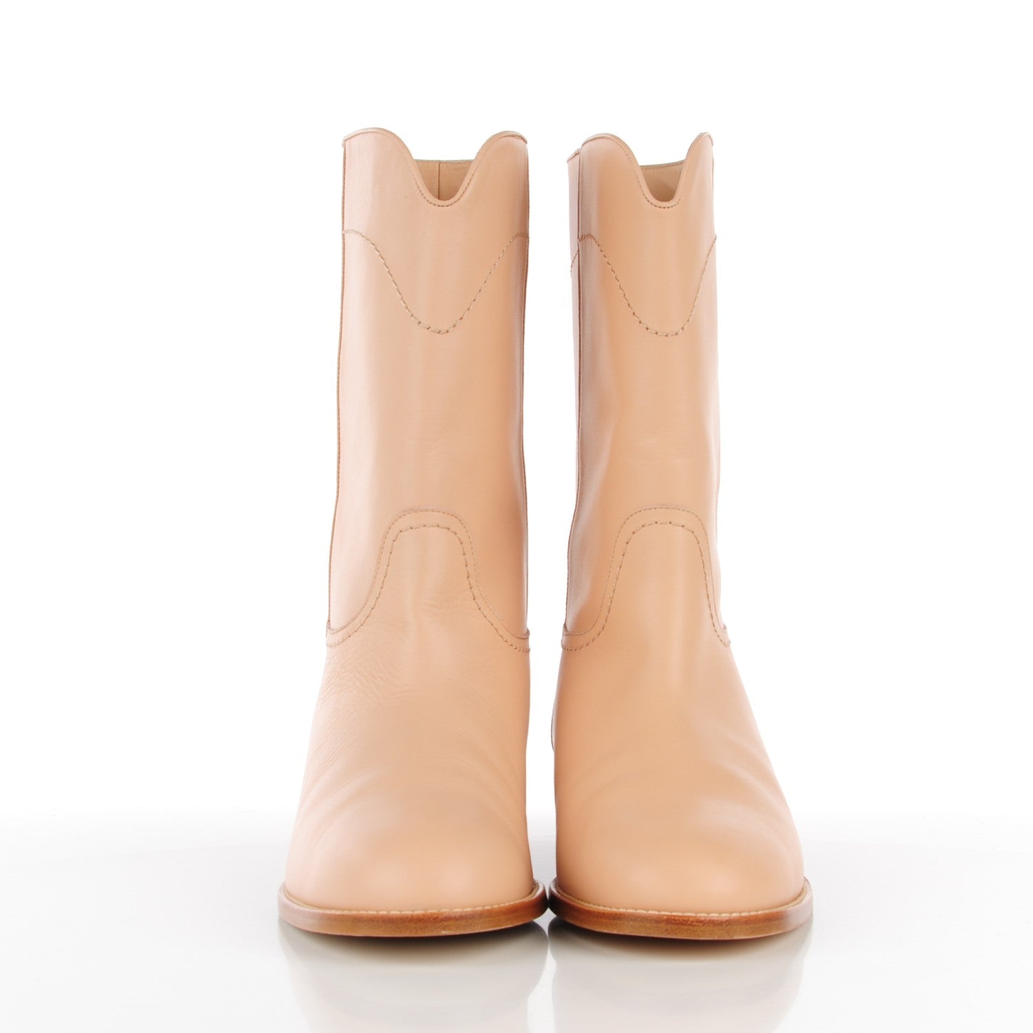 Chanel Calfskin Ascot CC Boots 42 Light Beige 2 of 9