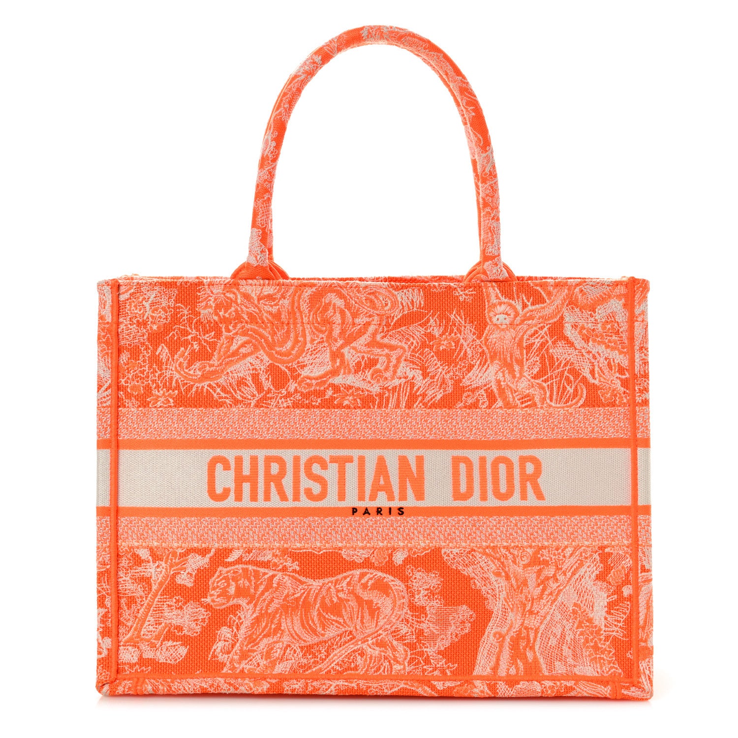 Christian Dior Canvas Embroidered Medium Dioriviera Toile De Jouy Book Tote Orange 1 of 10