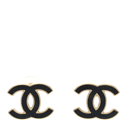 Chanel Lambskin CC Earrings Black 1 of 5