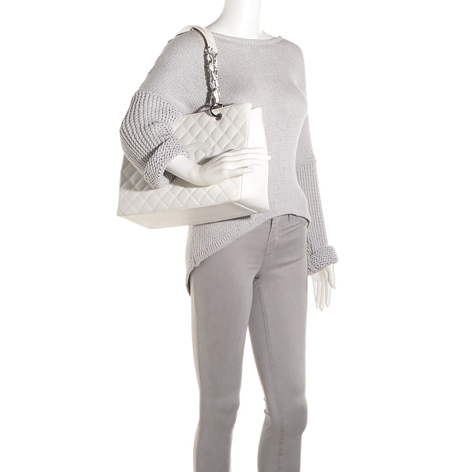 Chanel Caviar Quilted Grand Shopping Tote GST White 2 of 7
