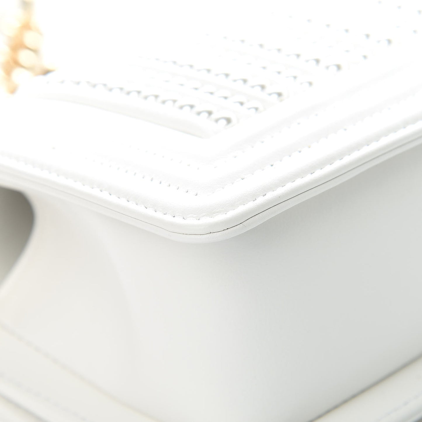 Calfskin Pearl Small Boy Flap White