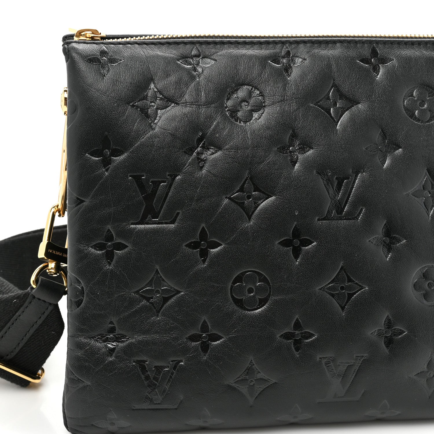 Louis Vuitton Lambskin Embossed Monogram Coussin PM Black 13 of 14
