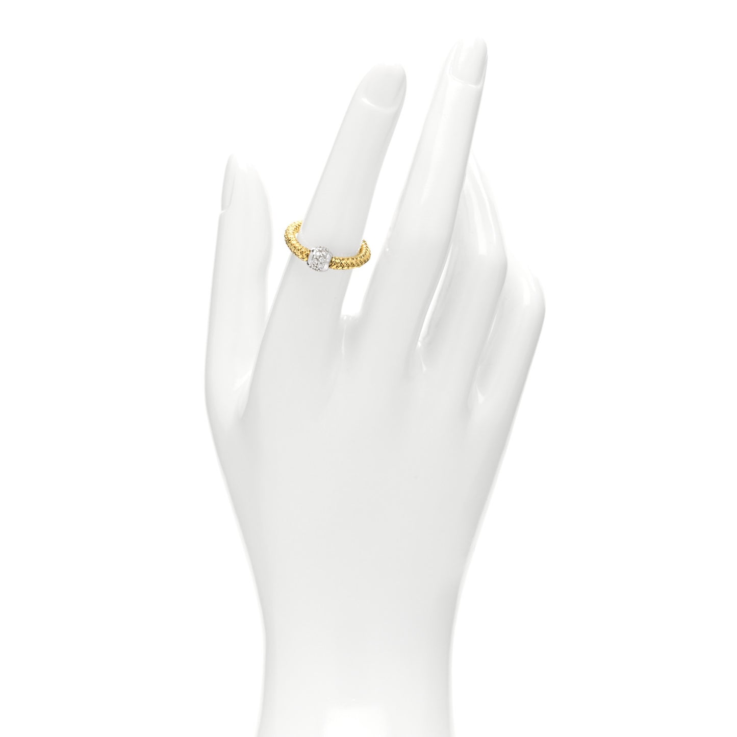 18K Yellow White Gold Diamond Mini Primavera Band Ring 52 6