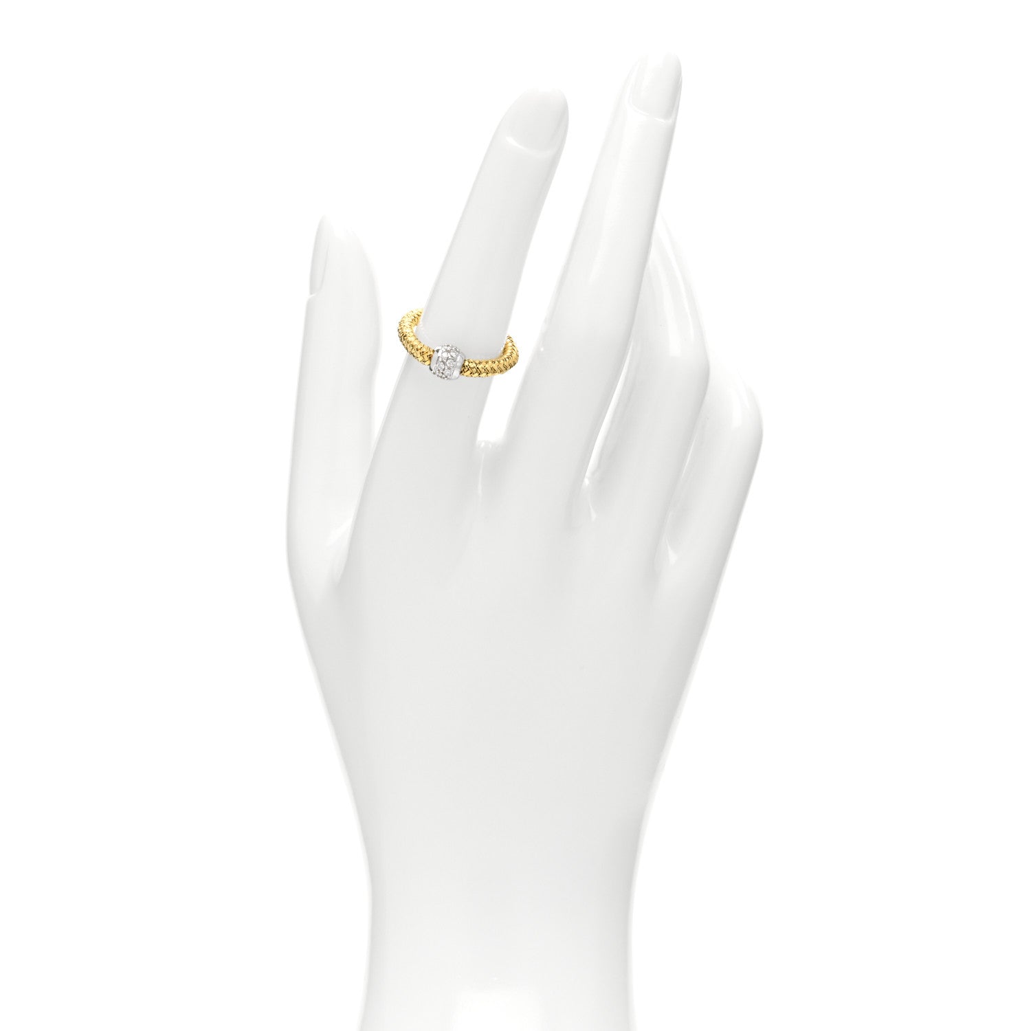 Roberto Coin 18K Yellow White Gold Diamond Mini Primavera Band Ring 52 6 2 of 4