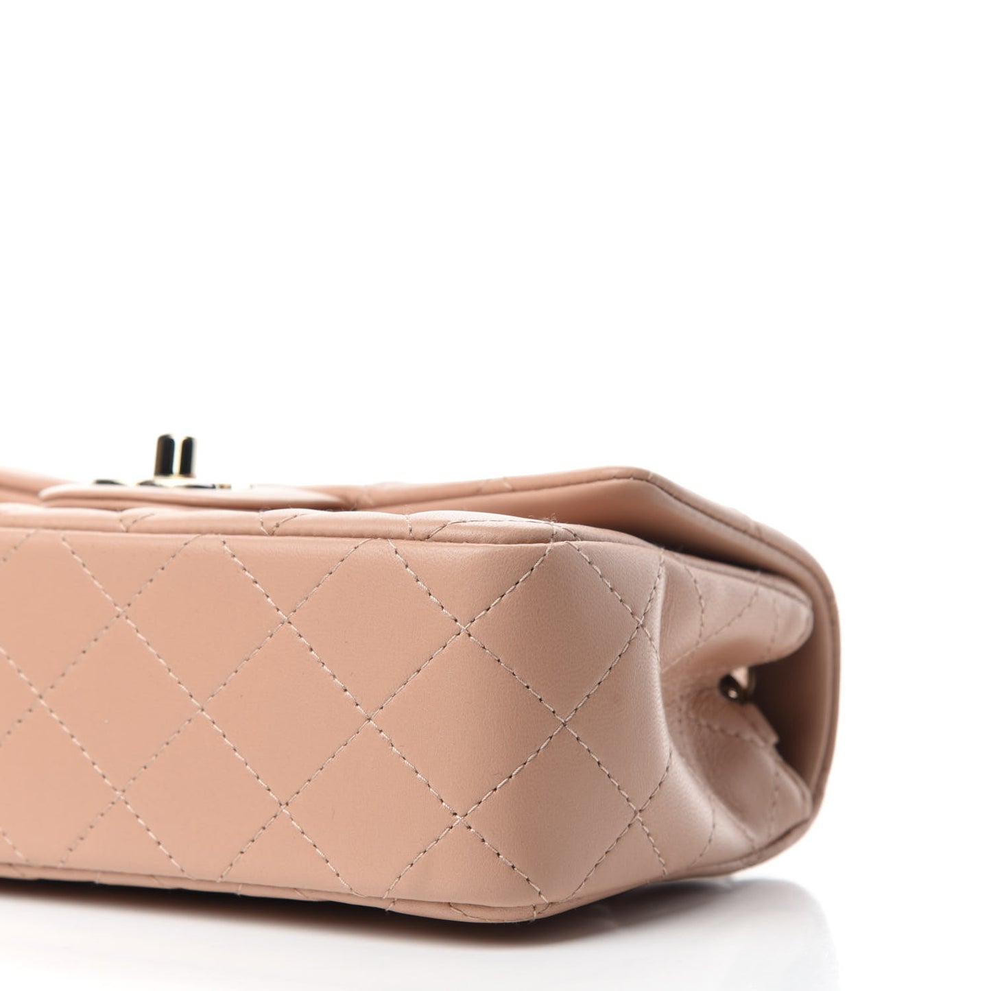 Lambskin Quilted Mini Rectangular Flap Beige