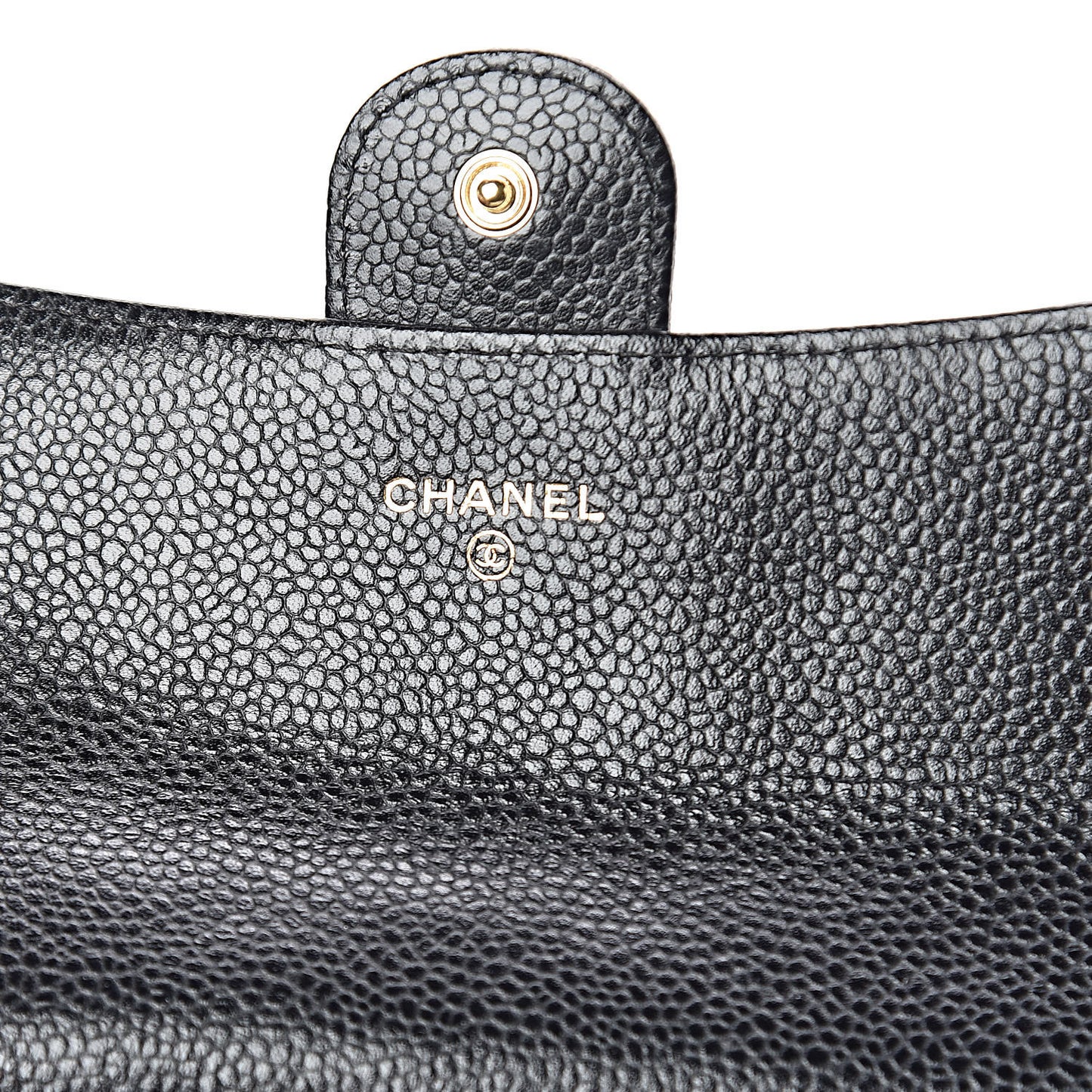 Caviar Quilted Large Gusset Flap Wallet Black