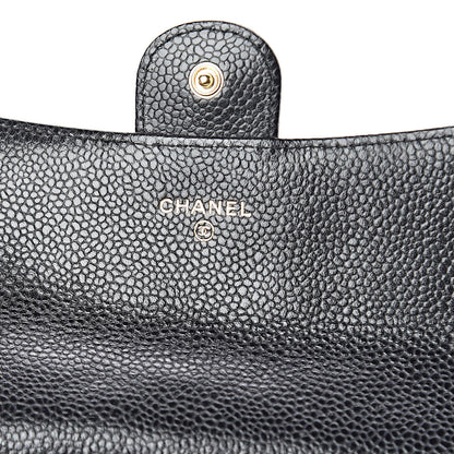 Chanel Caviar Quilted Large Gusset Flap Wallet Black 7 of 14