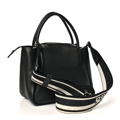 Prada Vitello Daino Soft Mini Zippered Top Handle Bag Black 3 of 9
