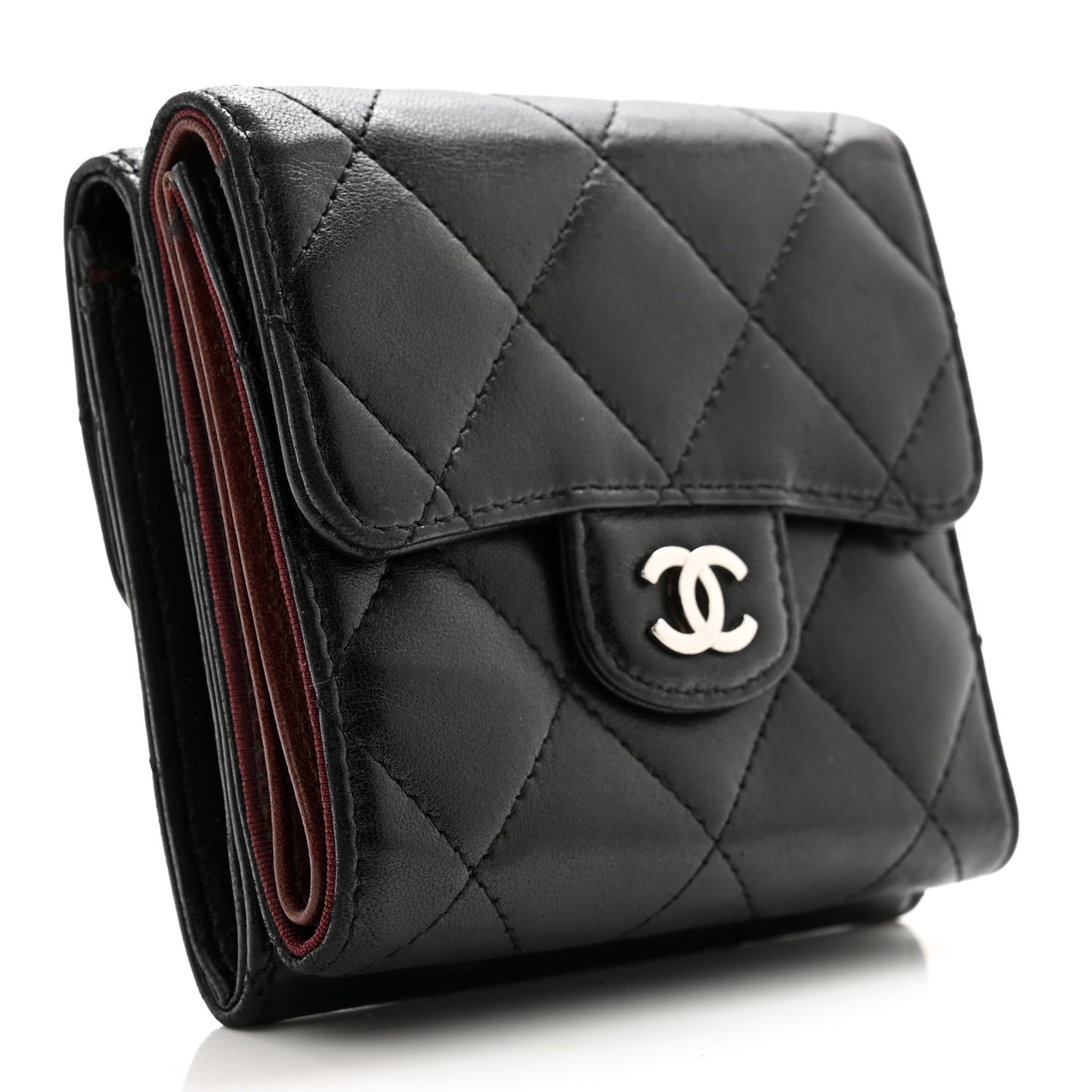 Lambskin Quilted Double Sided Wallet Black
