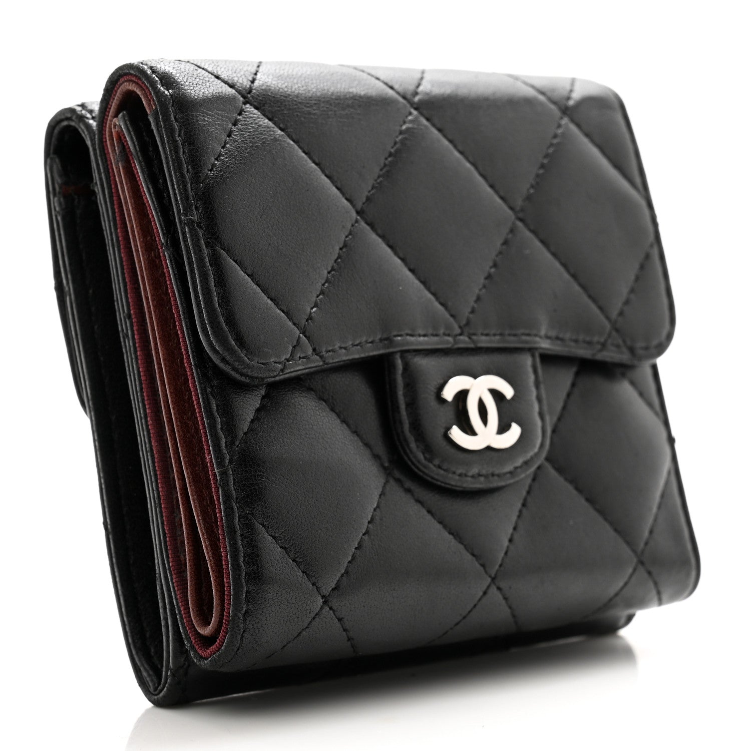 Chanel Lambskin Quilted Double Sided Wallet Black 3 of 13