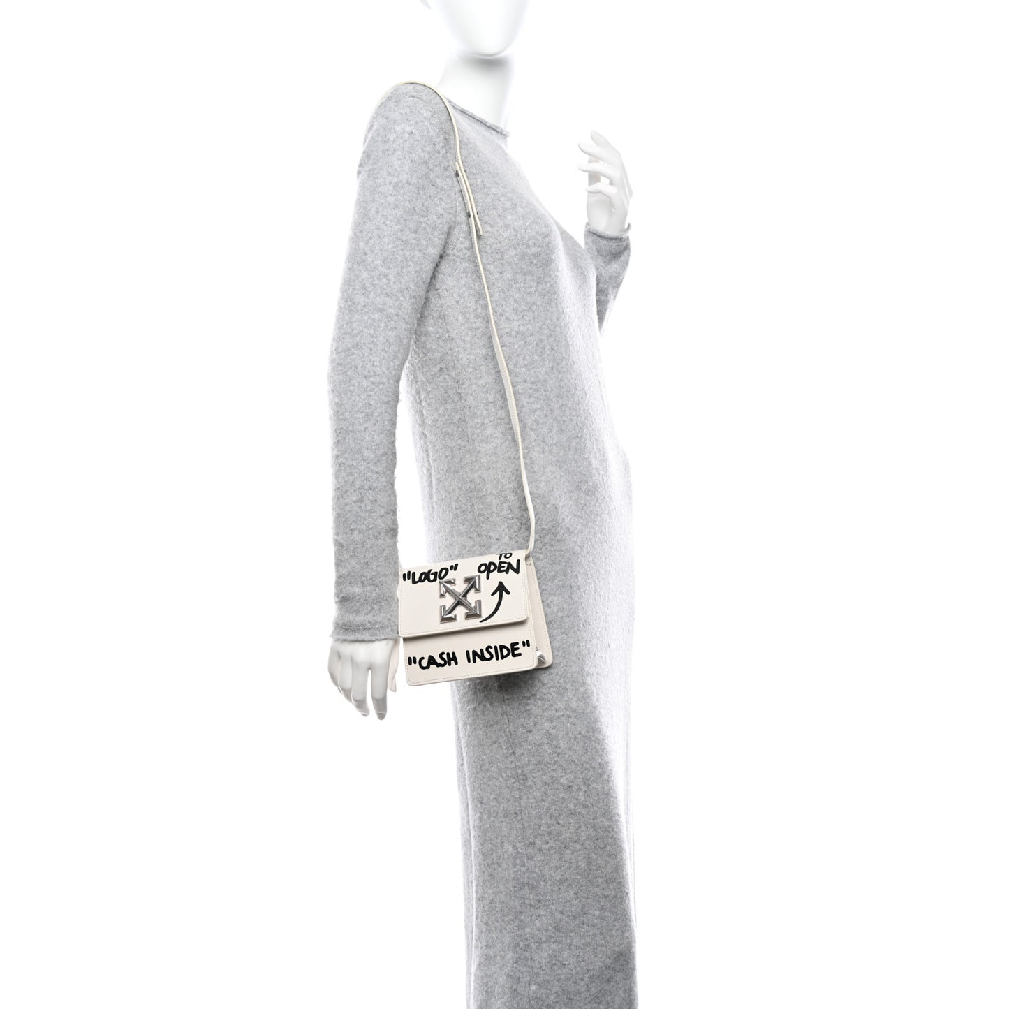 Calfskin Jitney 0.7 Cash Inside Crossbody Bag White