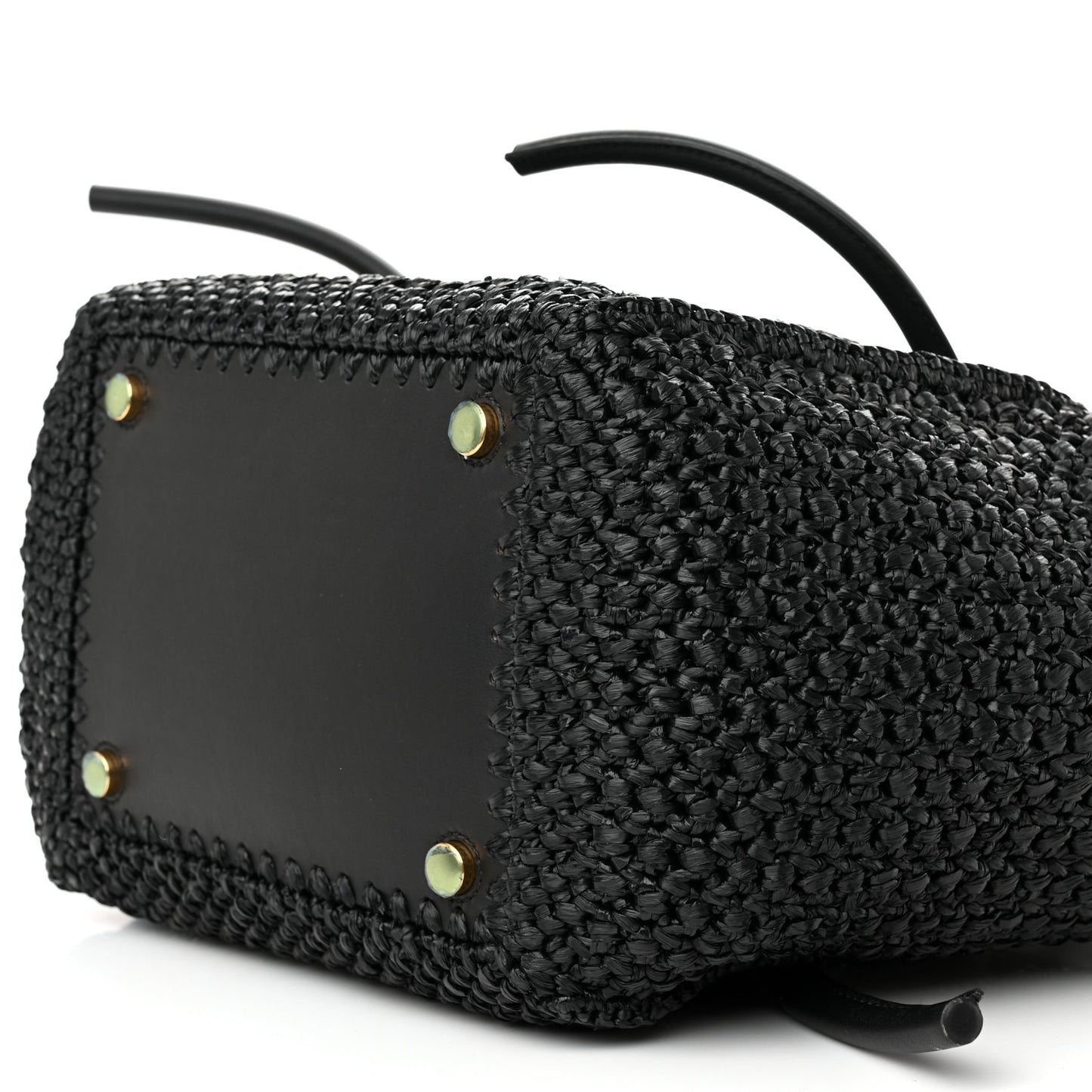 Raffia Calfskin Pipe Bag Black