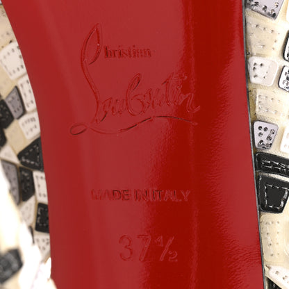 Christian Louboutin Satin Mosaique No Prive 120 Pumps 37.5 Silver Black White 8 of 12