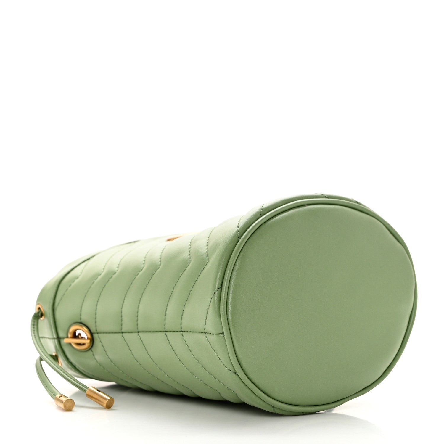 Gucci Calfskin Matelasse Chevron Mini GG Marmont 2.0 Bucket Bag Salamander Green 4 of 9