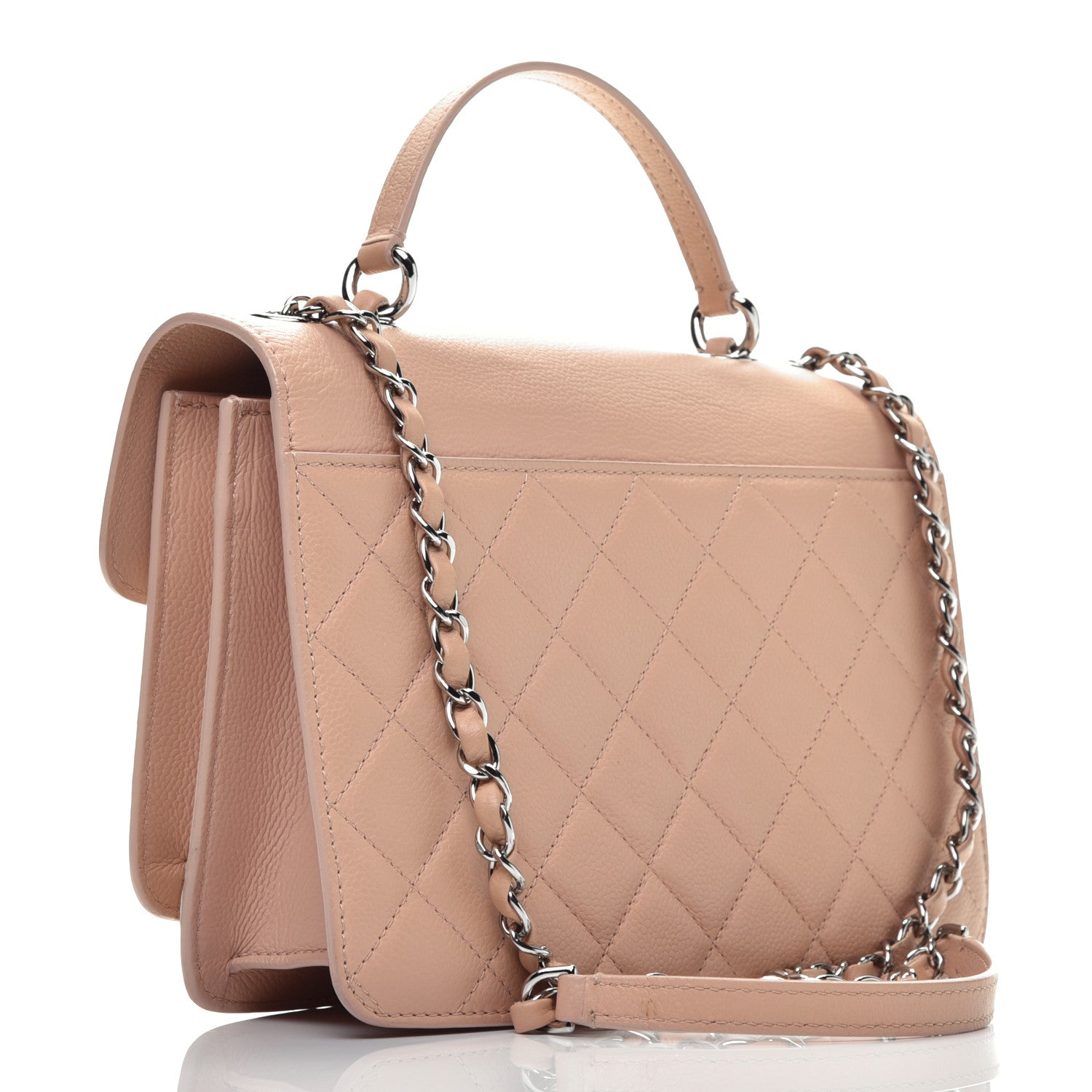 Chanel Grained Calfskin Quilted Small CC Box Top Handle Flap Beige 3 of 9