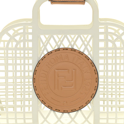 Fendi Recycled Plastic Vitello Liberty Matte Small Fendi Basket White Ice Miele Scuro 9 of 12