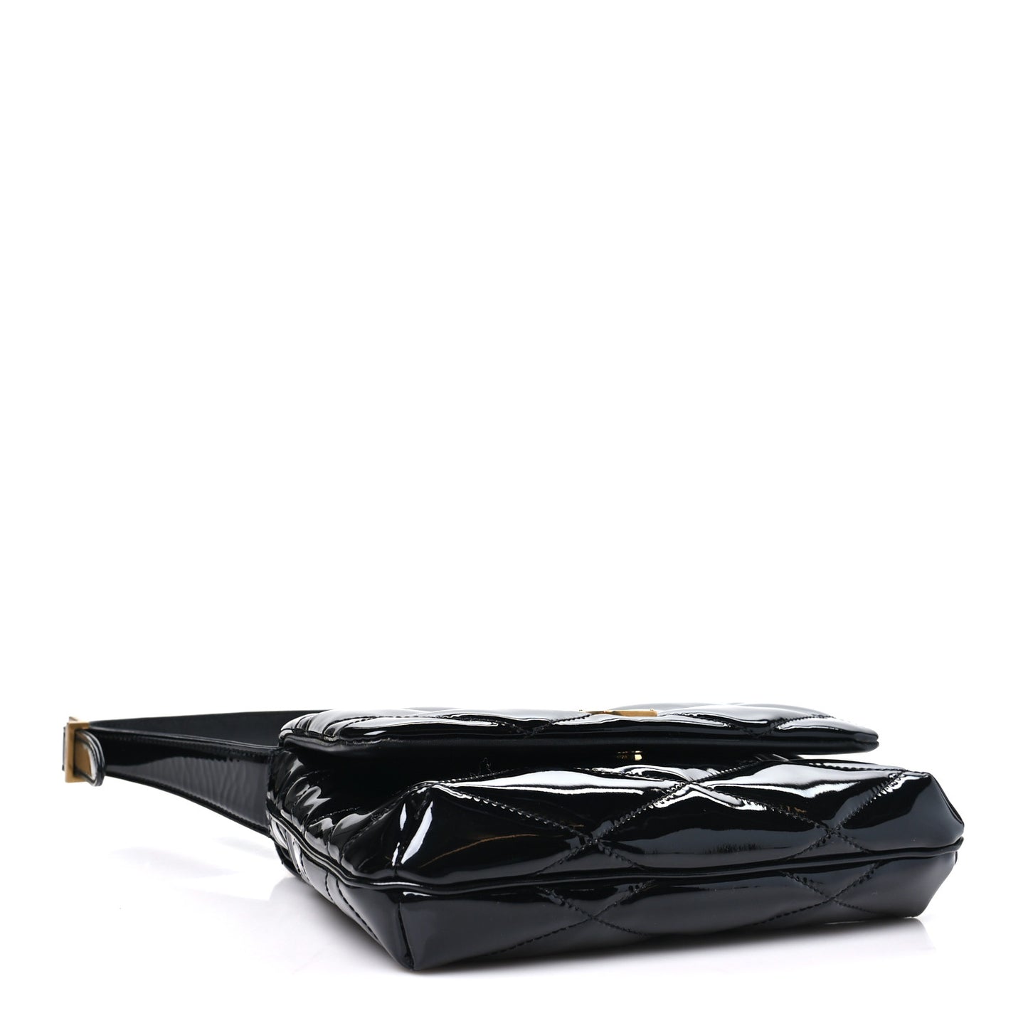 Patent Quilted Le 57 Diamond Shoulder Bag Black