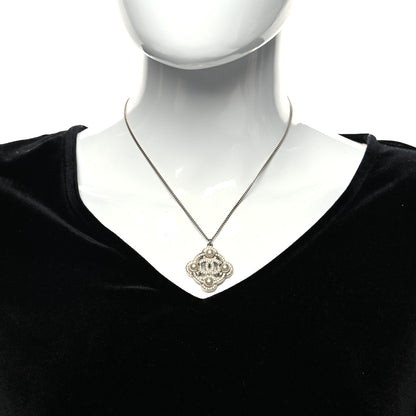 Chanel Pearl Crystal CC Pendant Necklace Silver 2 of 5