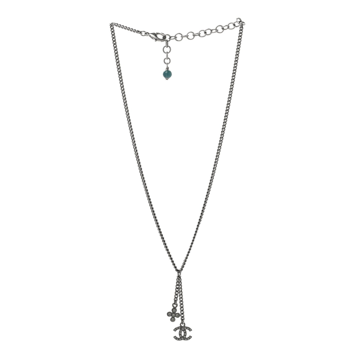 Ruthenium Crystal Flower CC Lariat Necklace