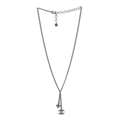 Chanel Ruthenium Crystal Flower CC Lariat Necklace 3 of 6