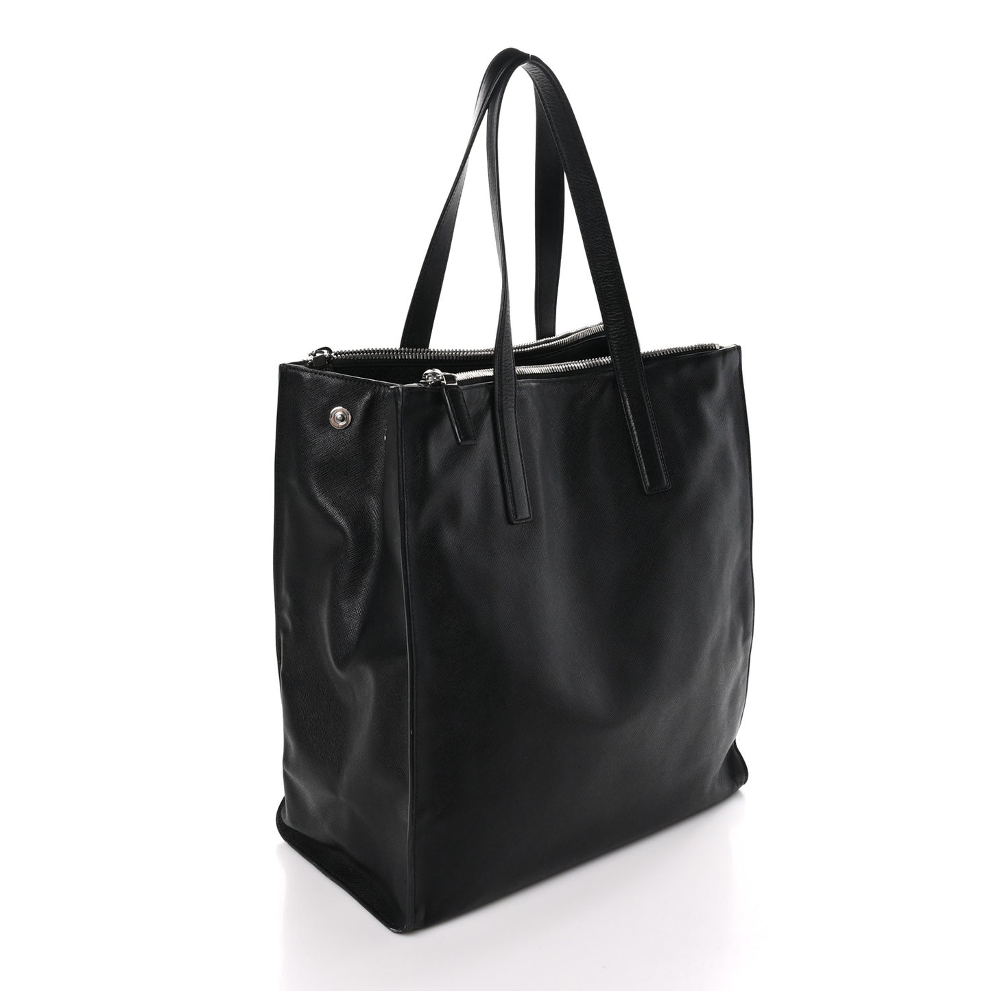 Double Zip Saffiano Tote Black