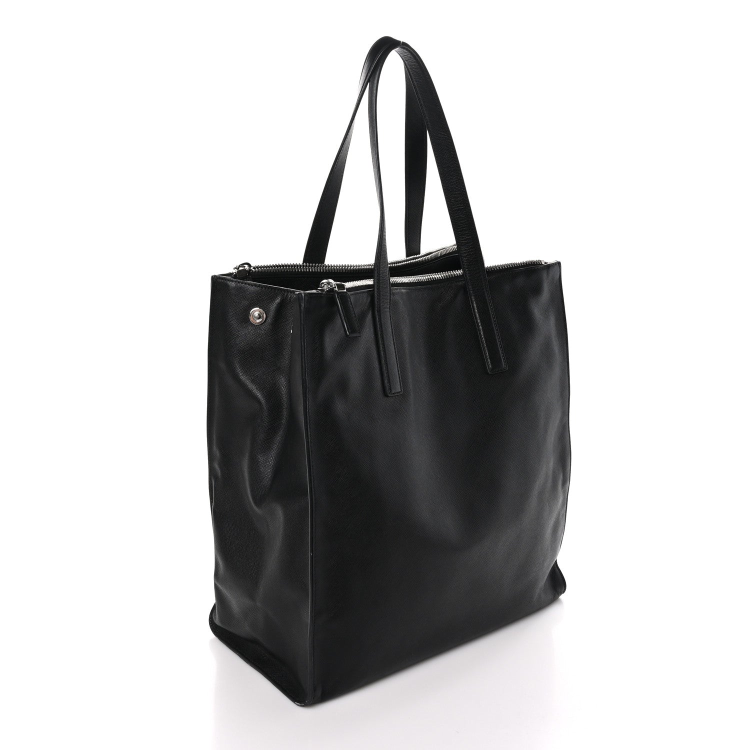 Prada Double Zip Saffiano Tote Black 3 of 10