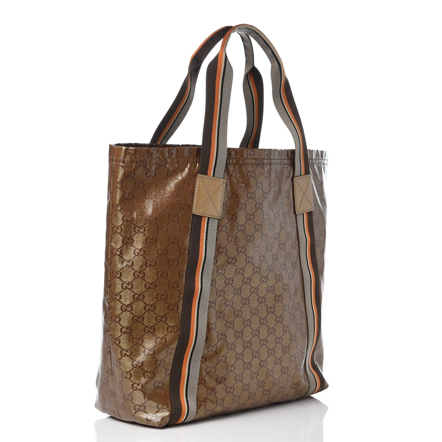 Crystal Monogram Medium Web Handle Vertical Tote Bronze