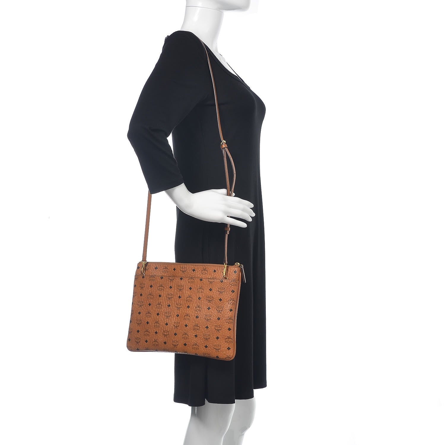 MCM Visetos Medium Crossbody Pouch Cognac 2 of 9