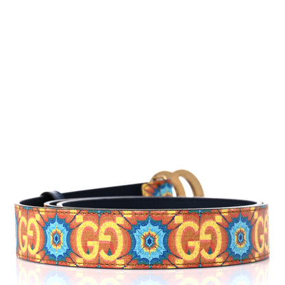 Gucci GG Supreme Monogram Kaleidoscope Double G 30mm Belt 90 36 Blue Orange Multicolor Blue Agata 2 of 6