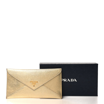 Prada Saffiano Metal Envelope Wallet Platino 10 of 10