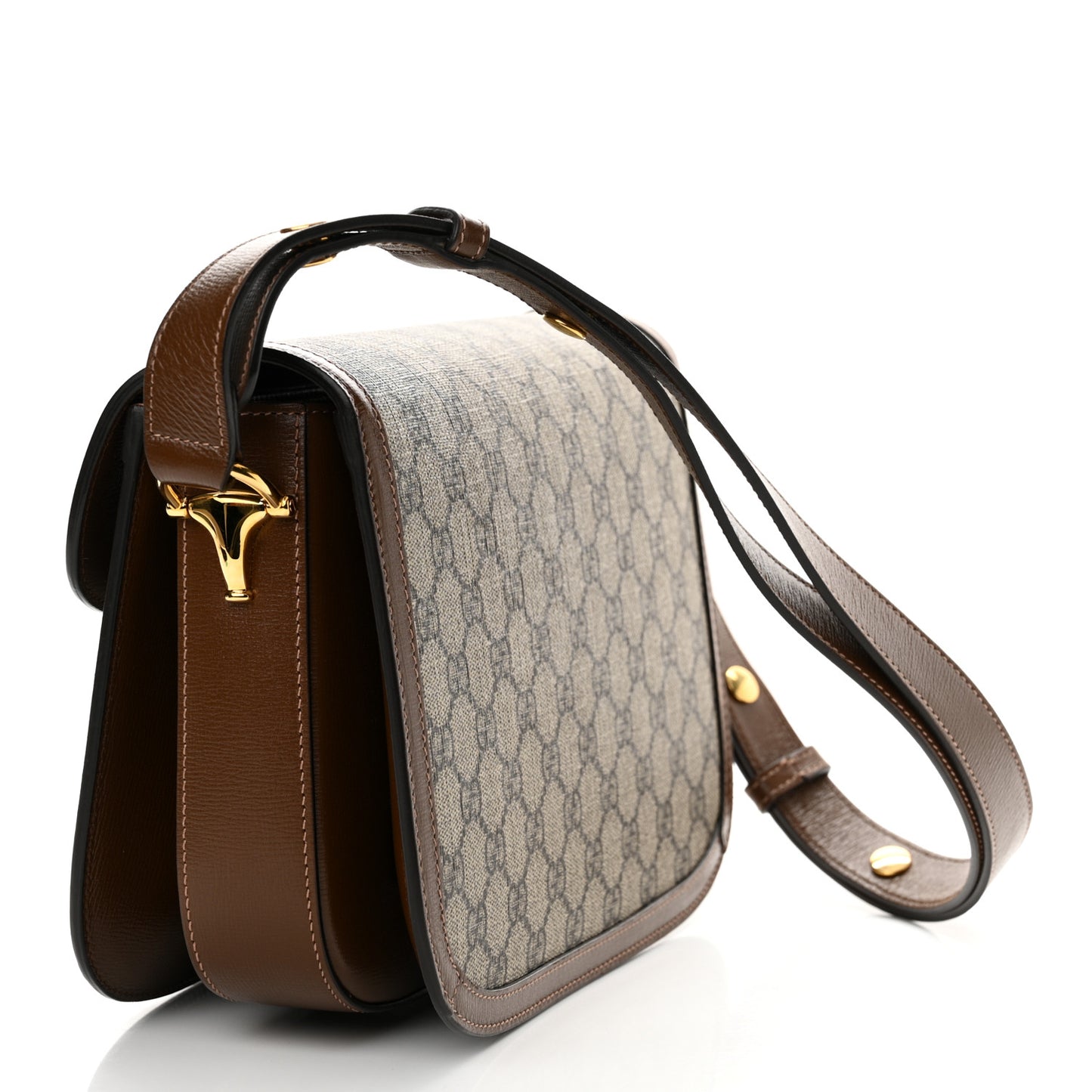 GG Supreme Monogram Horsebit 1955 Shoulder Bag Beige Brown Sugar