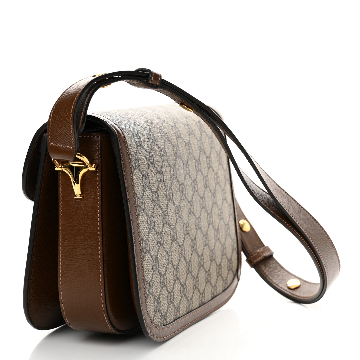 Gucci GG Supreme Monogram Horsebit 1955 Shoulder Bag Beige Brown Sugar 3 of 13