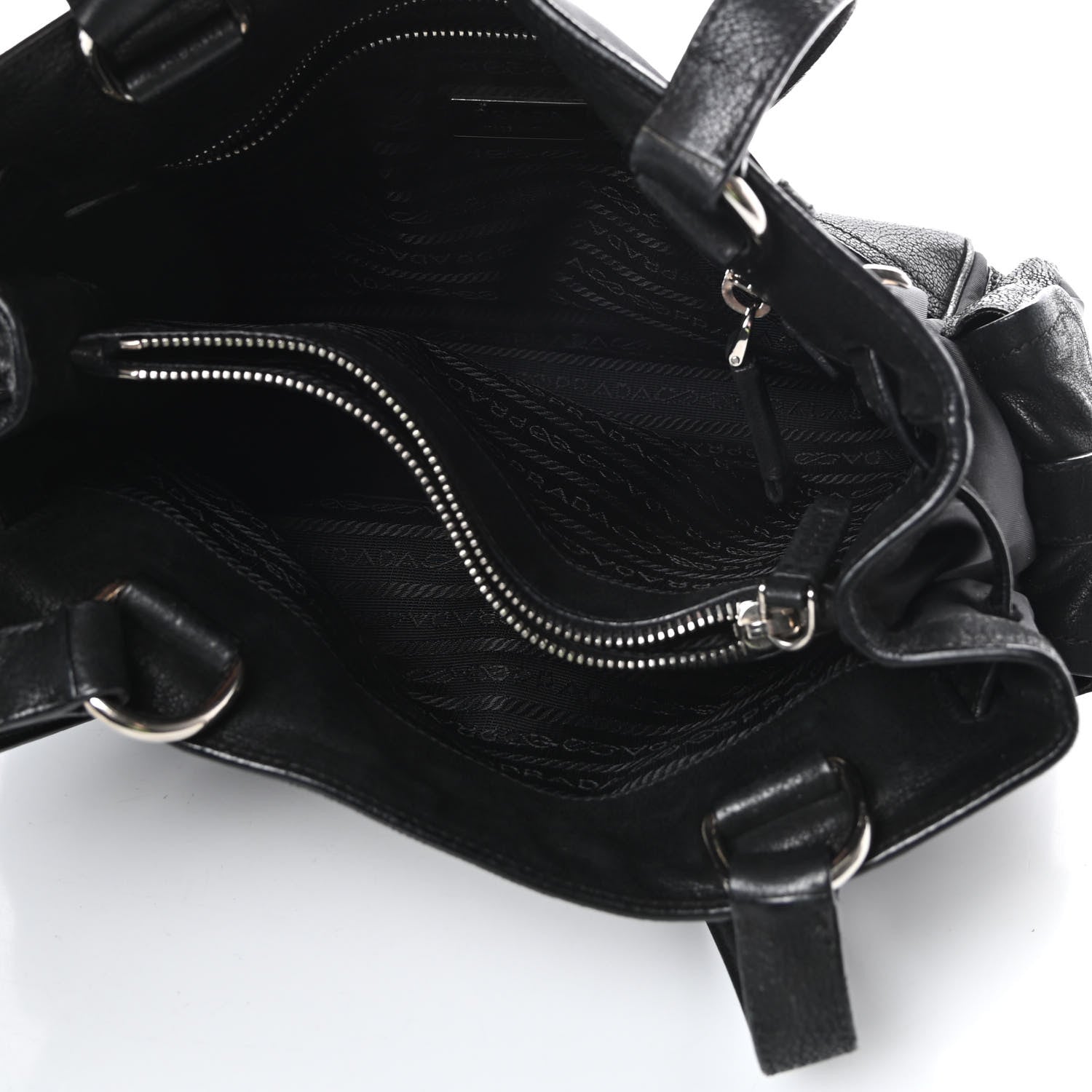 Prada Tessuto Nylon Calfskin Shoulder Bag Black 5 of 15