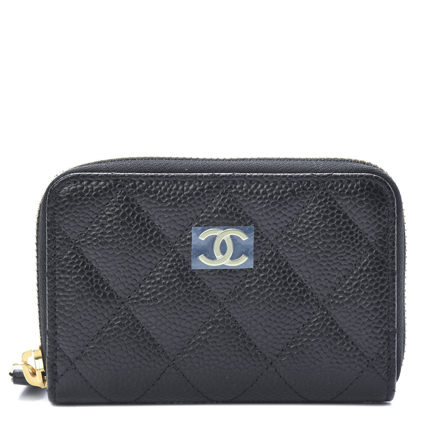 Caviar Quilted Zip Coin Purse Black